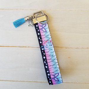 Butterfly with charm and tassel key fob, demon slayer wristlet car key lanyard